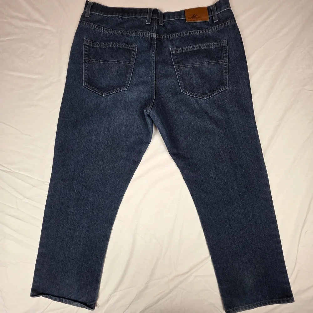 Beverly Hills Polo Club Mens Straight Leg Jeans Dark Wash Blue Denim 36x29